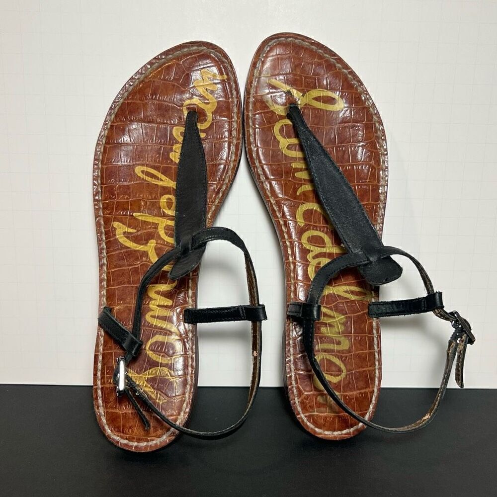 Womens SAM EDELMAN Gigi Black T Strap Sandals / Size 8 Medium - Picture 5 of 8